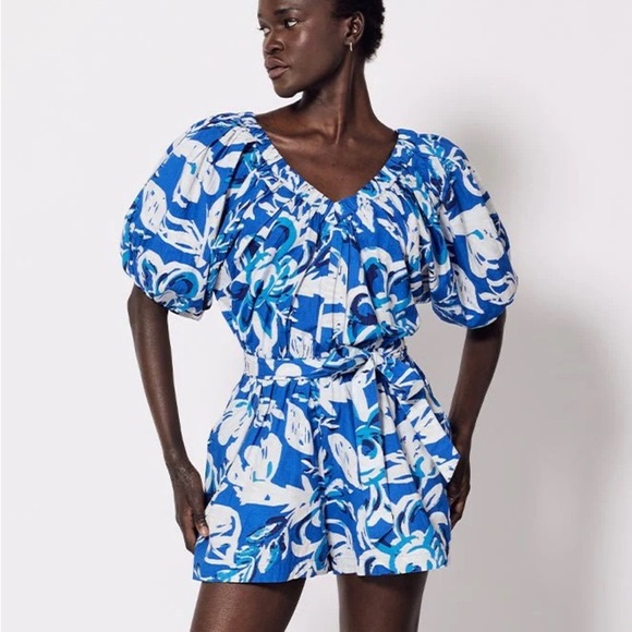 Cleobella Blue and White Organic Romper size XS - Picture 1 of 4